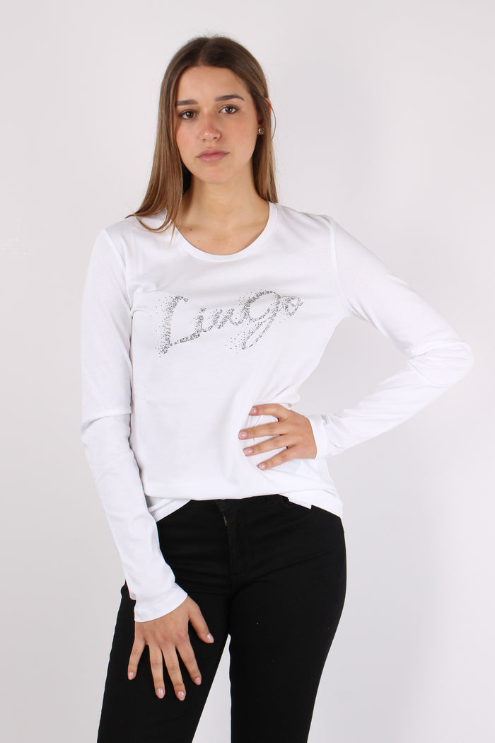 T-shirt Liu Jo Silver Bianco Faded-2