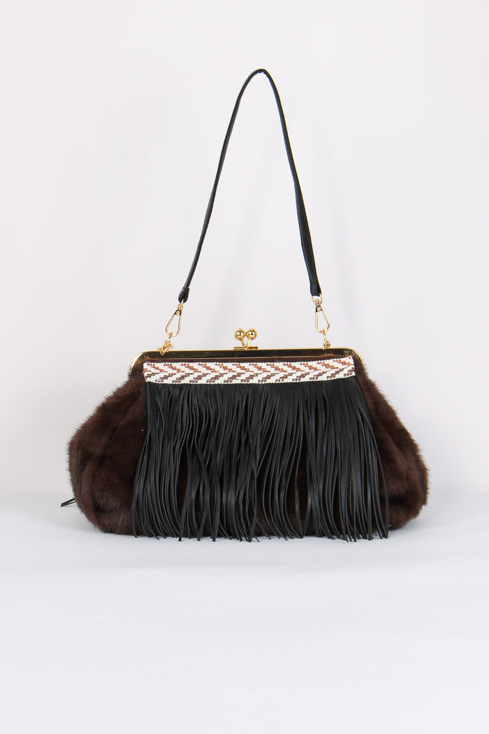 Pochette Visone Frange Glam/rust-6