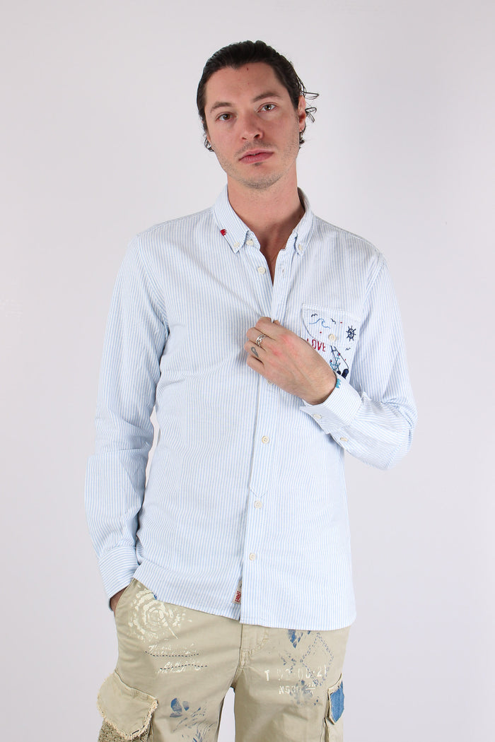 Camicia Oxford Riga Ricami Cielo-4