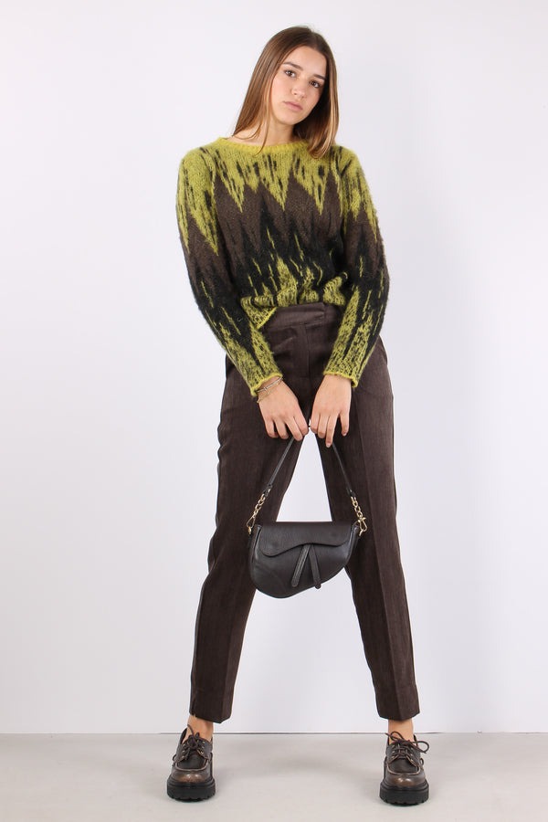 Pantalone Slim Velluto Resca Moro