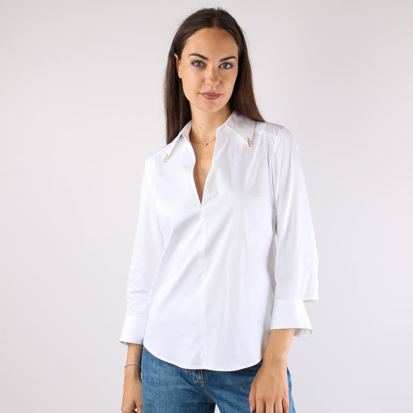 Camicia Cut Out Polsini Bianco-2