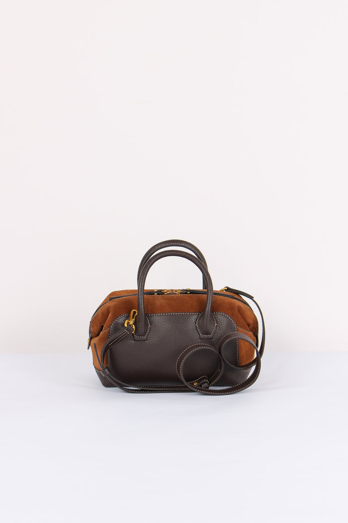 Gemma Mini Bag Bimateriale Espresso/cognac-3