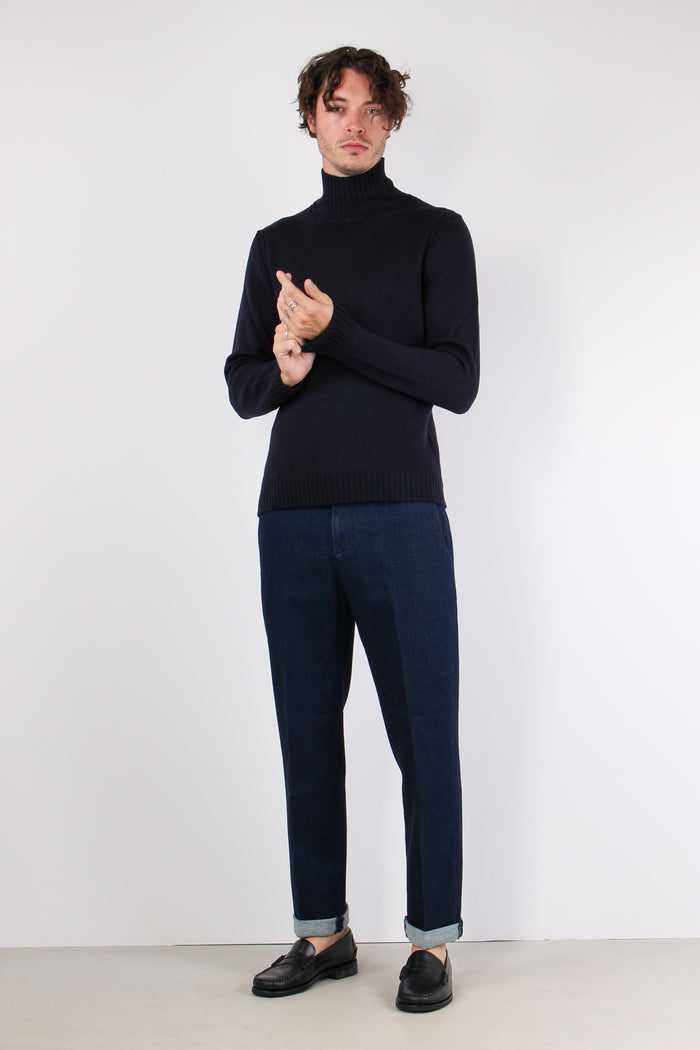 Maglia Collo In Piedi Blu-5