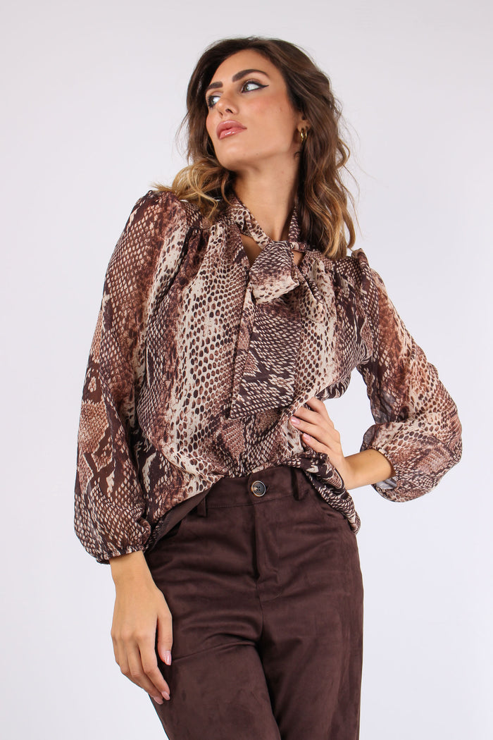 Camicia Fiocco Stampa Pitone Moro-3