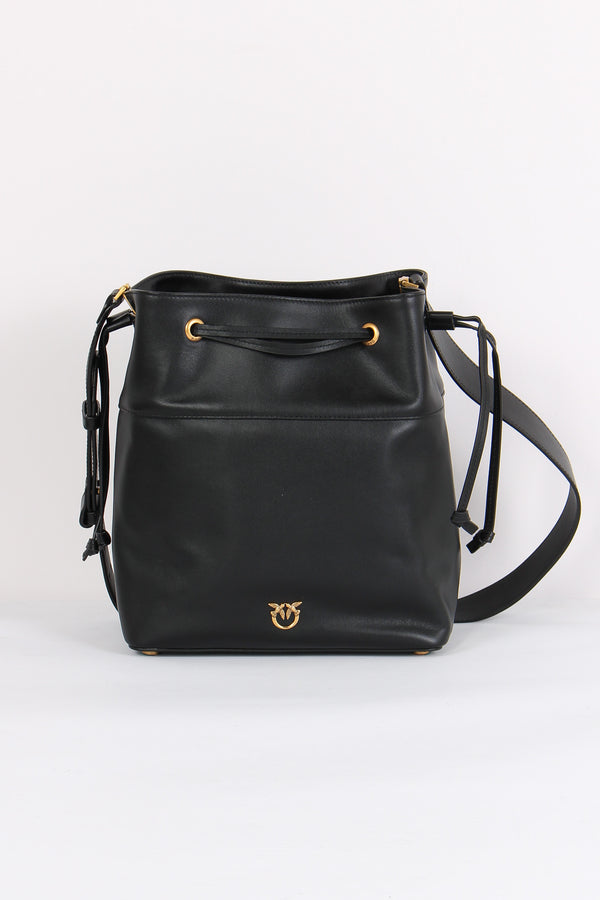 Secchiello Pelle Liscia Nero/gold