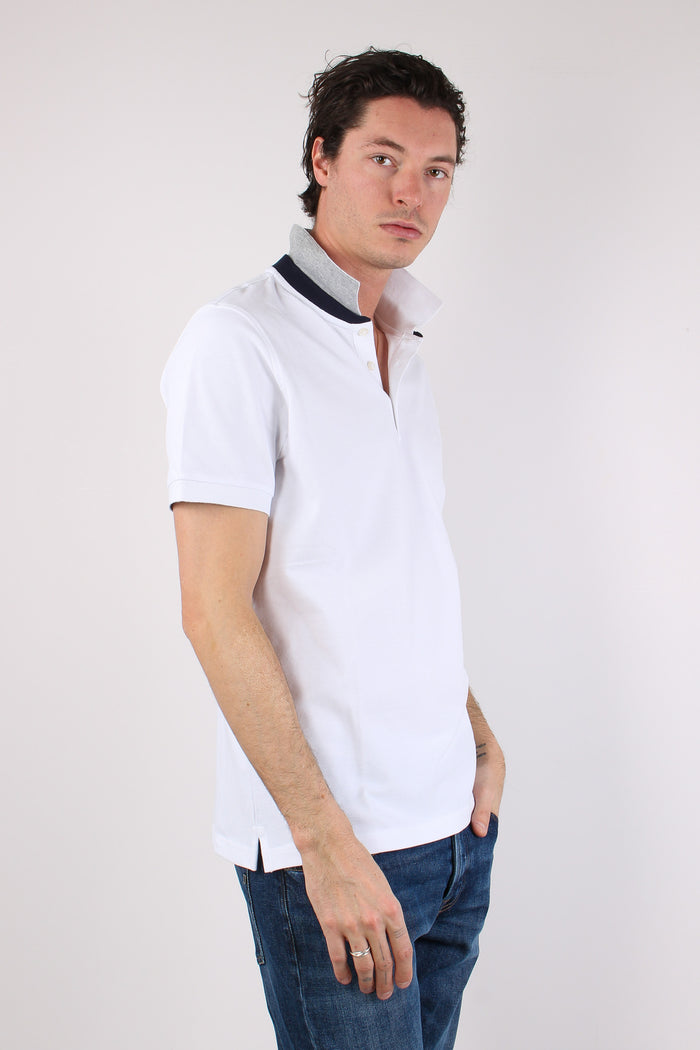Polo Colletto Contrasto Bianco-7