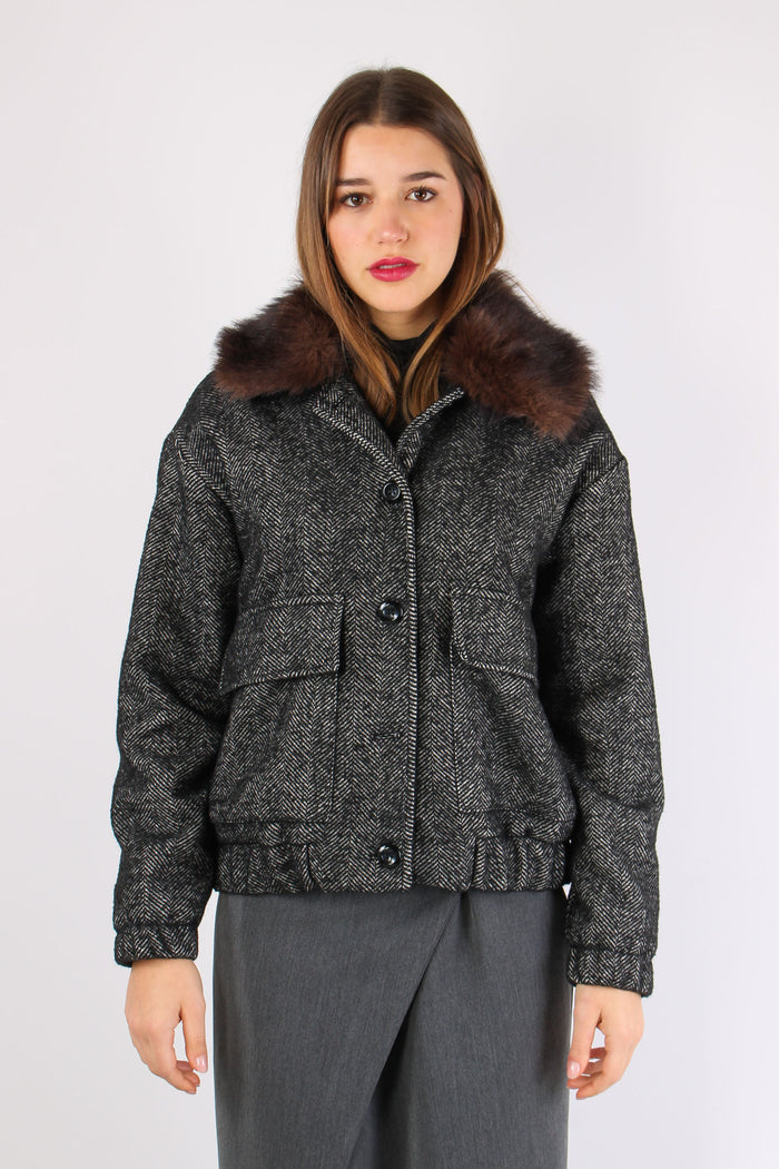 Bomber Resca Ecopelliccia Nero-3