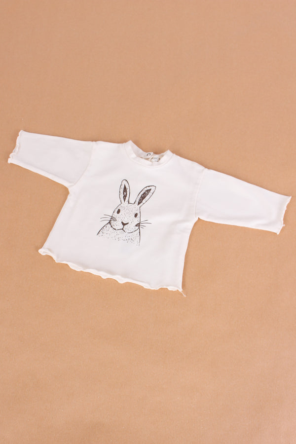 T-shirt Stampa Coniglio Naturale-2