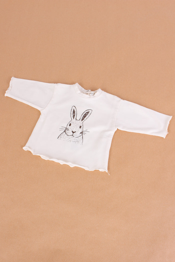 T-shirt Stampa Coniglio Naturale-2