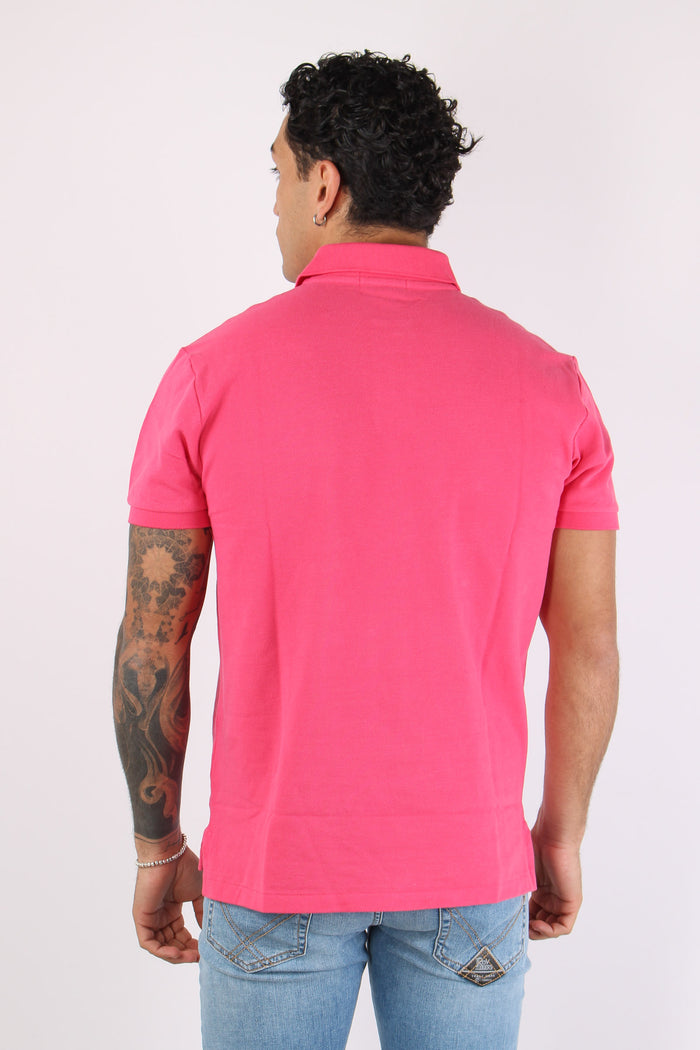 Polo Slim Fit Mesh Hot Pink-4