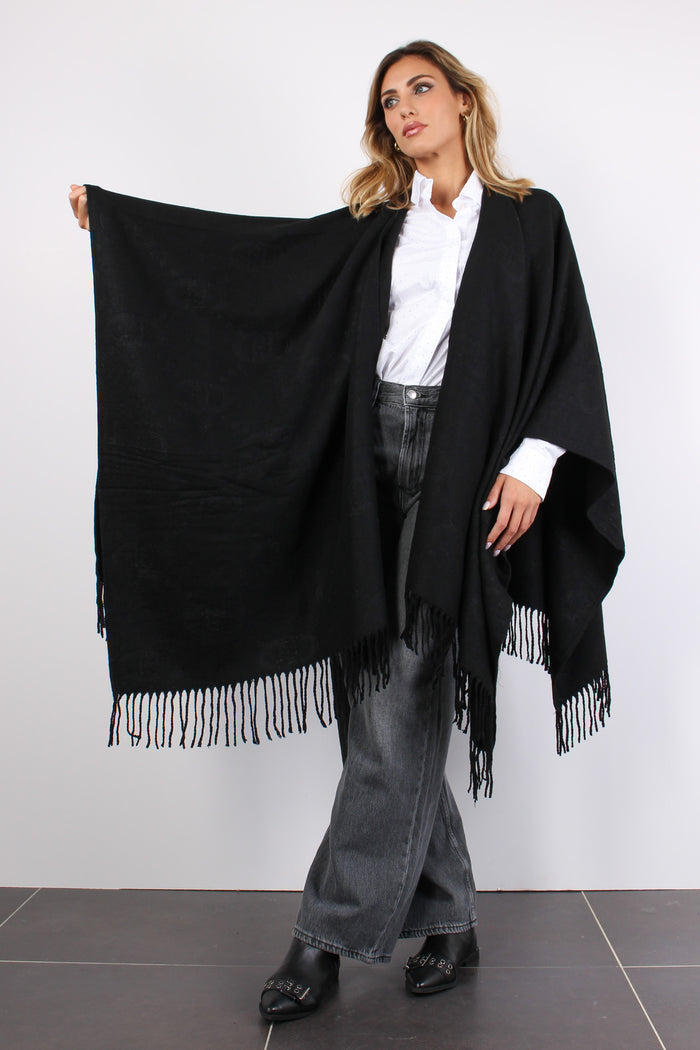 Poncho Check Aniamlier Nero-2