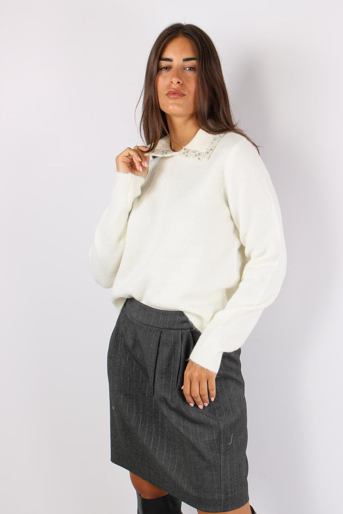 Aralda Maglia Colletto Perle Latte-6