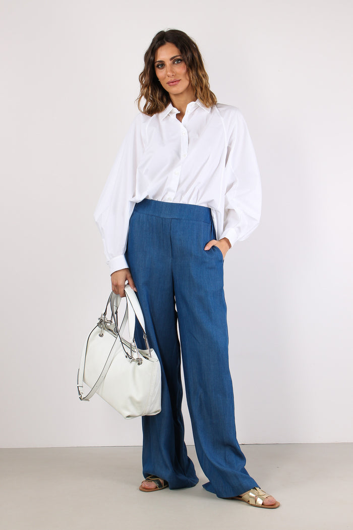 Camicia Over Cotone Bianco-5