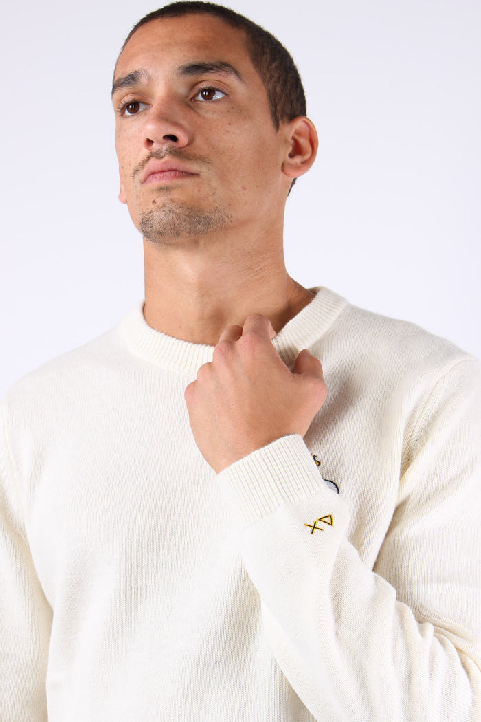 Maglia Logo Ricamo Laterale Bianco-7