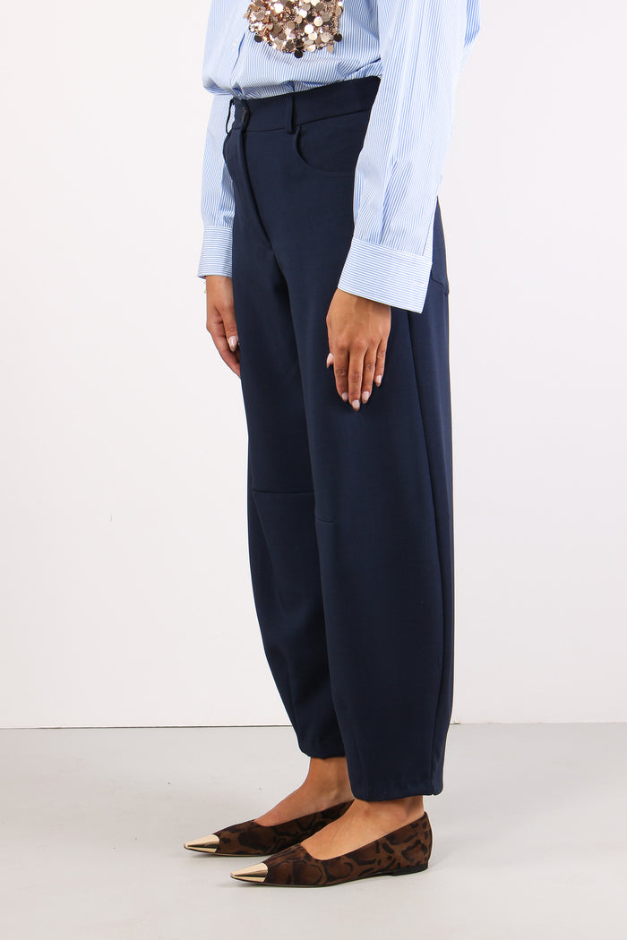 Pantalone Carrot Tessuto Tecni Blu-3