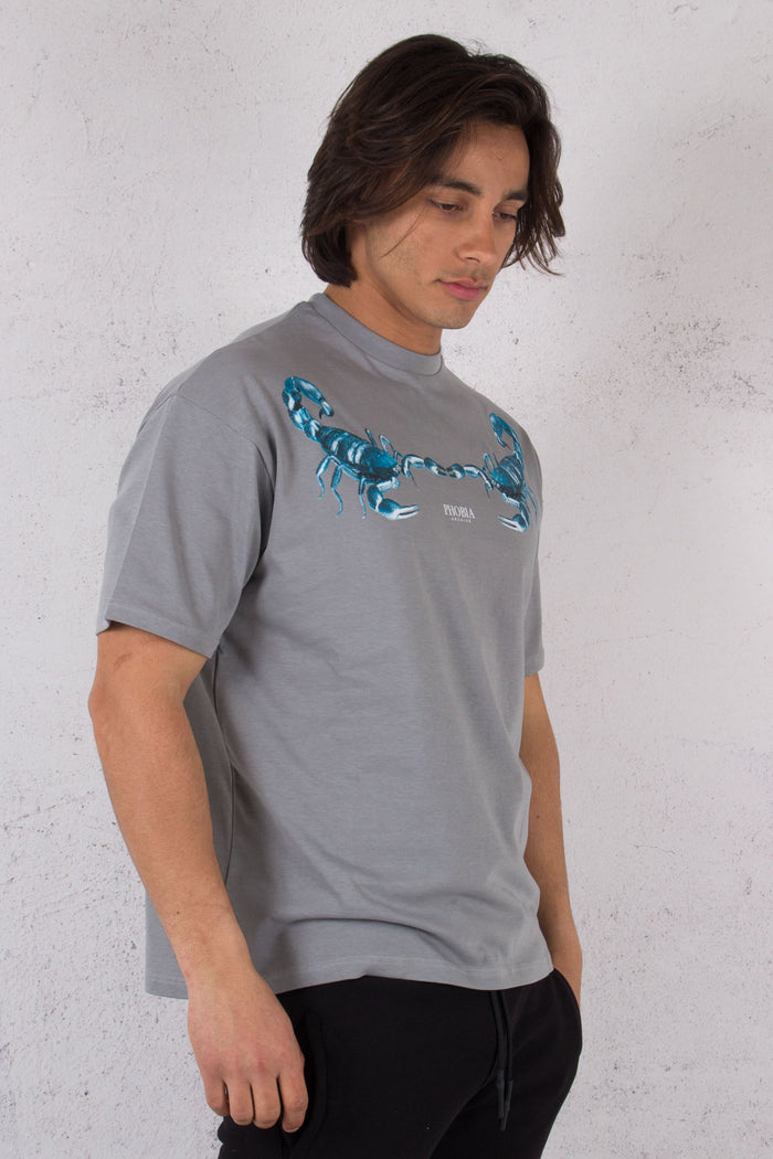 T-shirt Stampa Scorpione Grey/blue-3