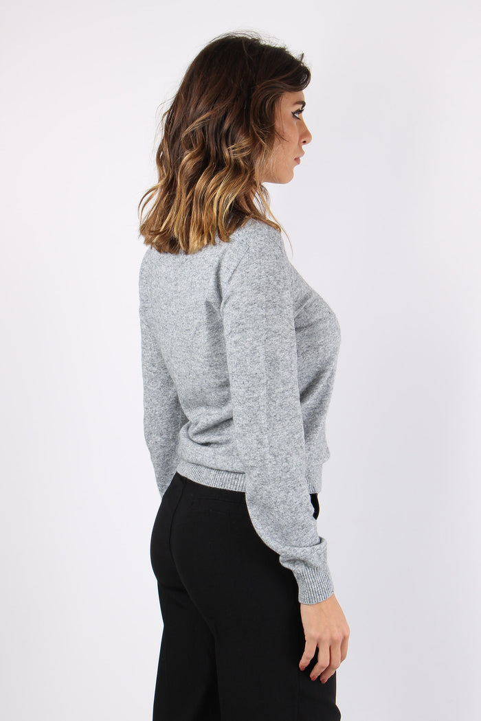 Maglia Misto Cachemire Grigio Melange-6