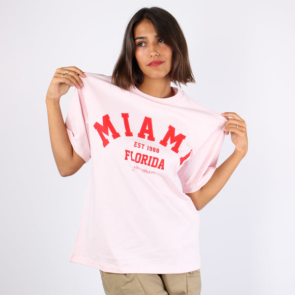 T-shirt Over Miami Rosa Polvere-2