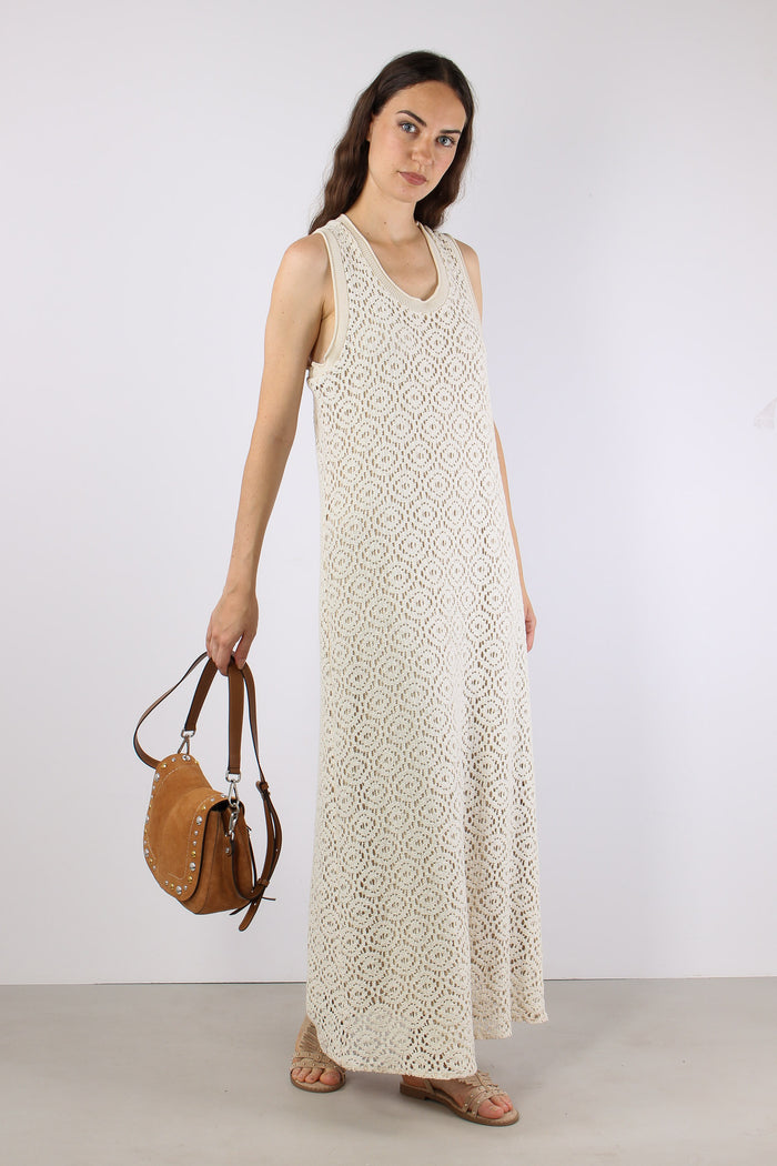 Abito Lungo Macrame Ecru-5