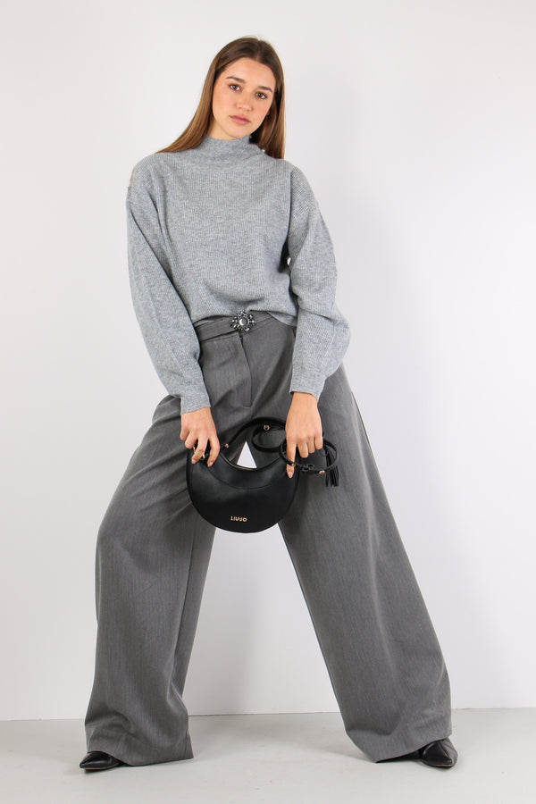 Maglia Collo Alto Grey Melange