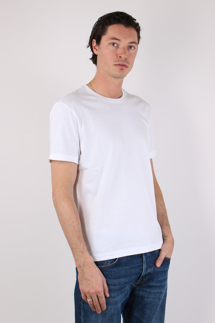T-shirt Basica Logo Manica Bianco-6