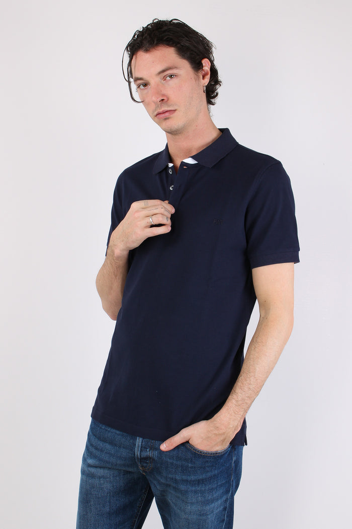 Polo Colletto Contrasto Blu-3