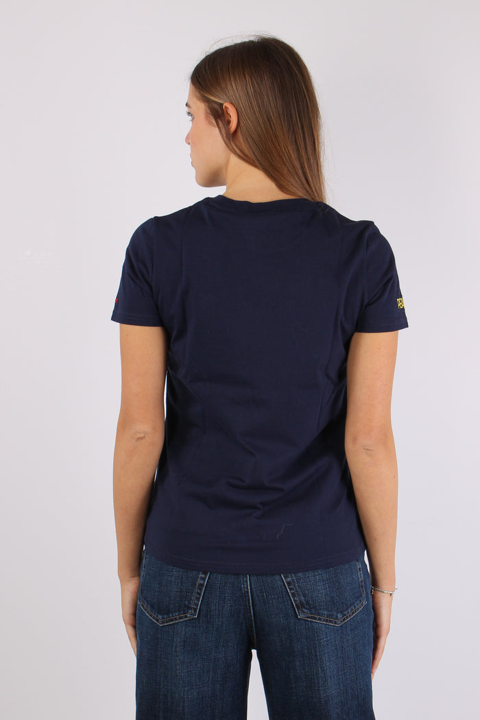 T-shirt Stampa Laterale Navy Blue-5