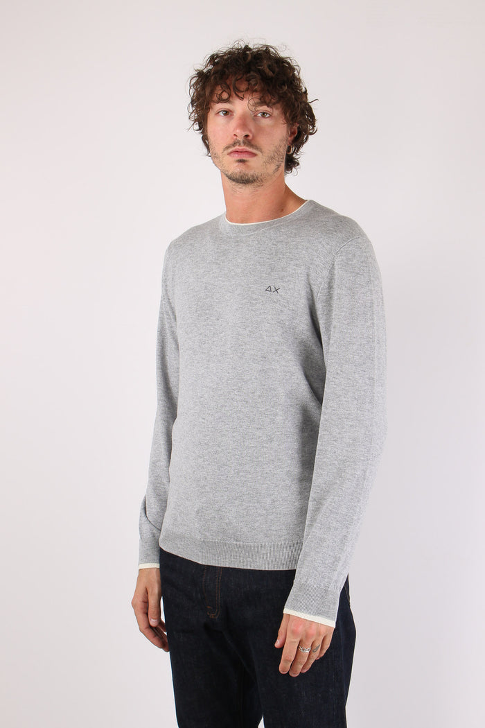 Maglia Girocollo Profilo Contrasto Grigio-4
