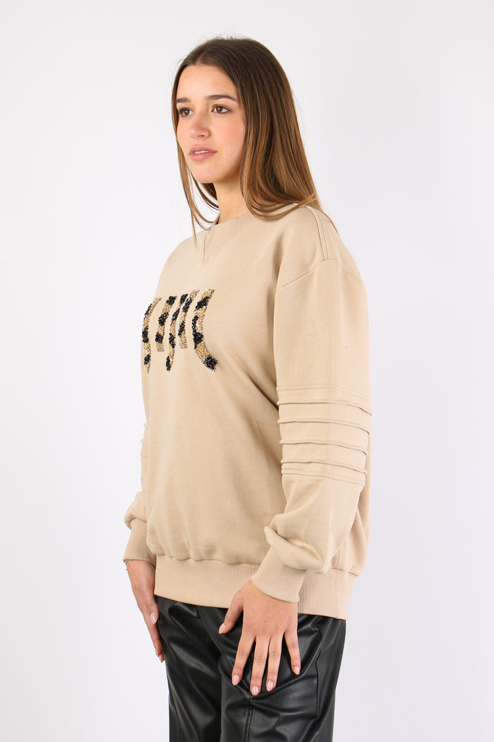 Felpa Logo Strass Vanilla-4