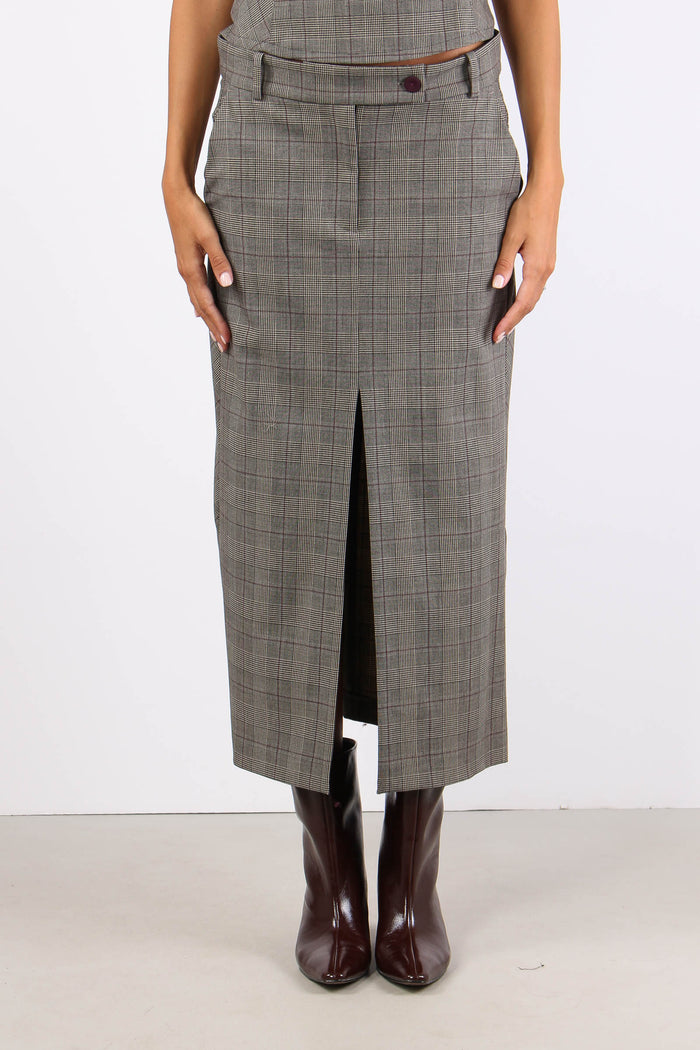 Galega Gonna Lunga Misto Lana Beige/bordeaux-2
