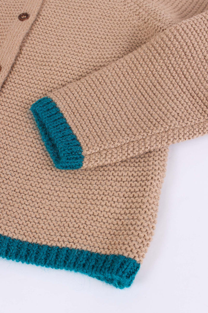 Giubbotto Misto Lana Miele/turchese-5