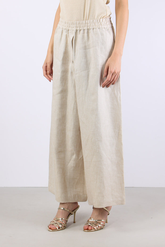 Felino Pantalone Cropped Lino Greggio-5