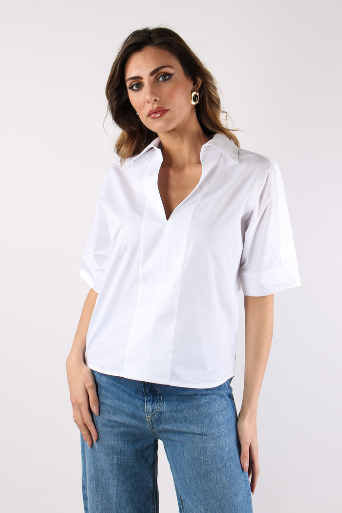 Camicia M/m Effetto Polo Bianco-9
