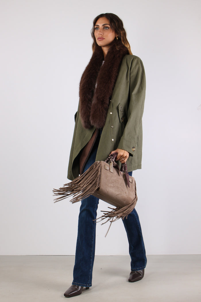 Parka Collo Pelliccia Verde Alpino-3