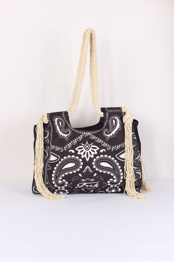Borsa Fantasia Frange Laterali Nero
