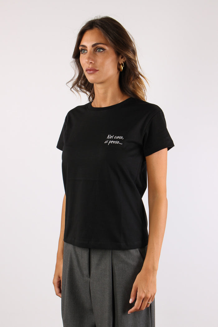 T-shirt Ricamo Nel Caso Ci Pe Nero-6