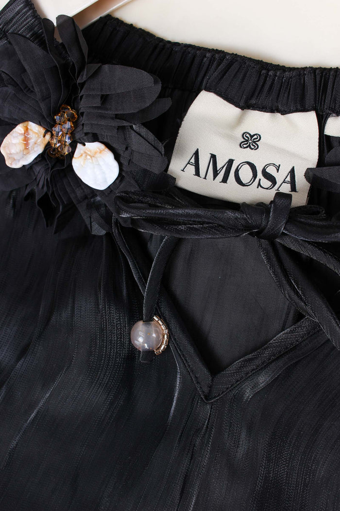 Camicia Arriccio Collo Inserto Nero-10