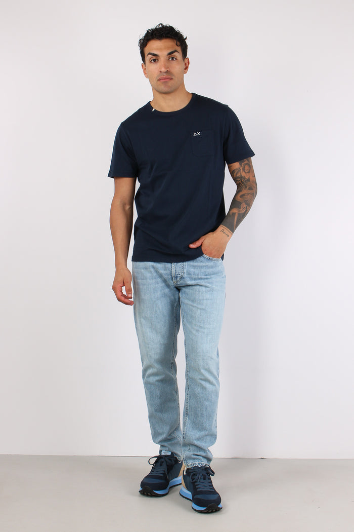 T-shirt Cotone Taschino Avio-5