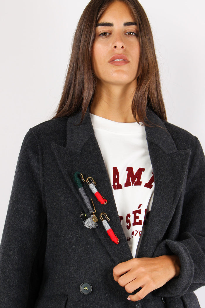 Cappotto Lungo Inserto Spille Unica-7