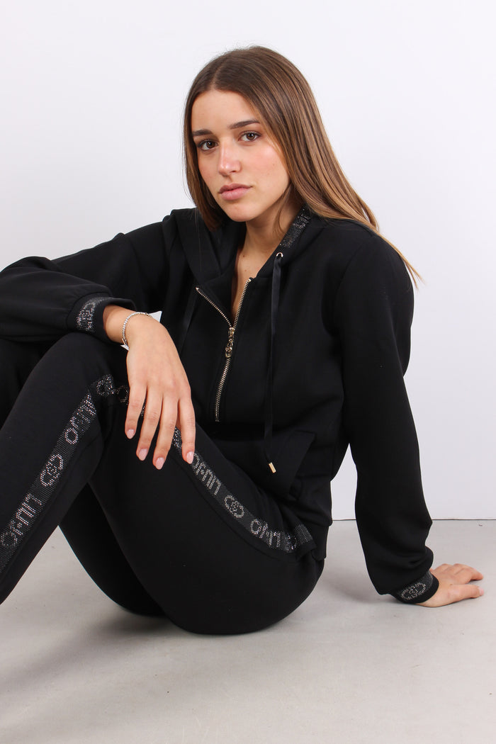 Felpa Zip Modal Scritta Lurex Nero-8