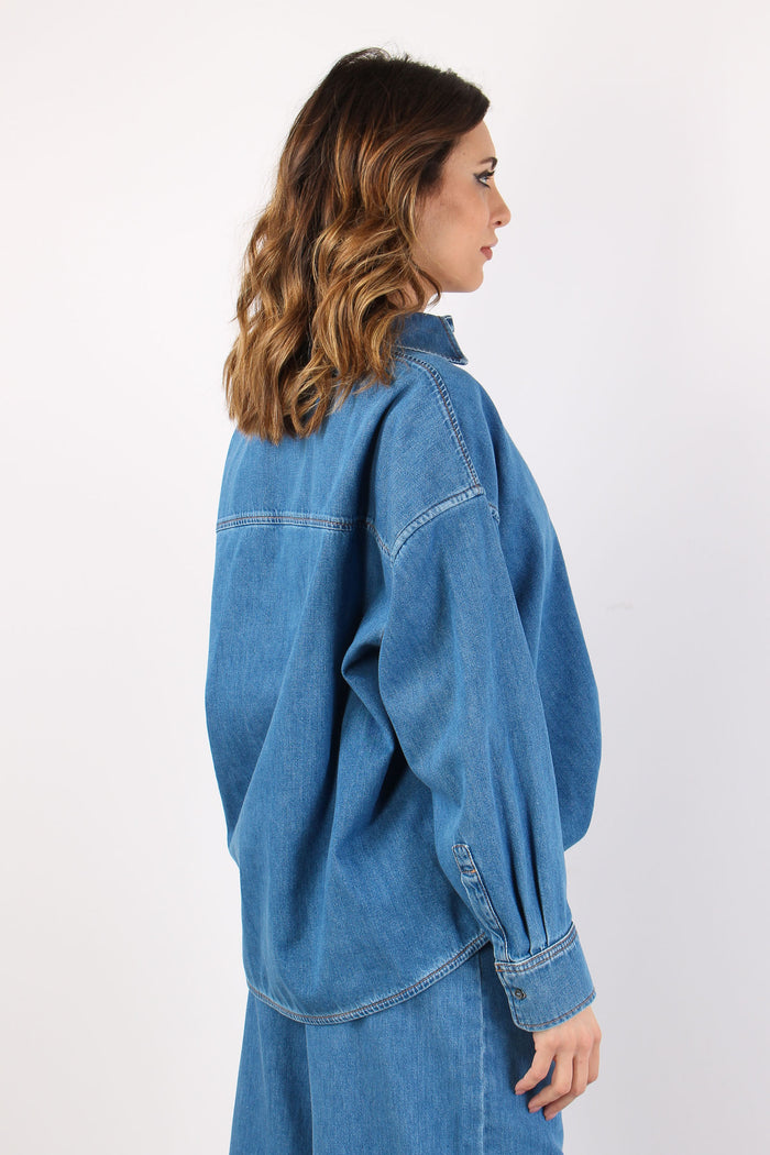Wkdfoggia Camicia Over Denim Indaco Medio-8