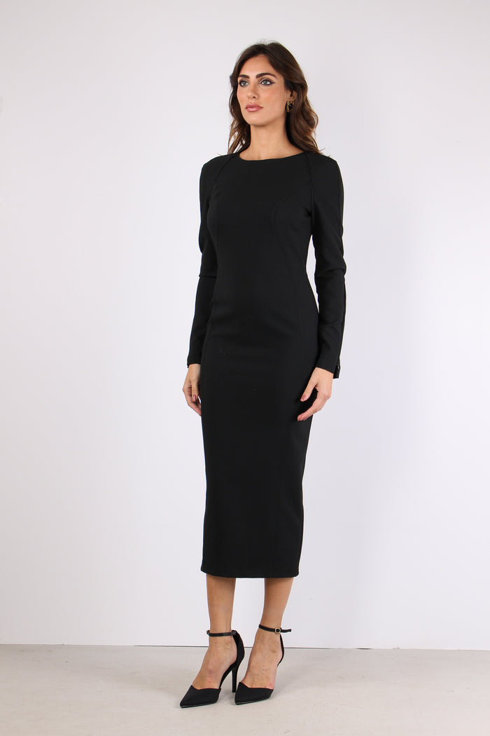 Frutta Tubino Zip Dietro Nero Limousine-6