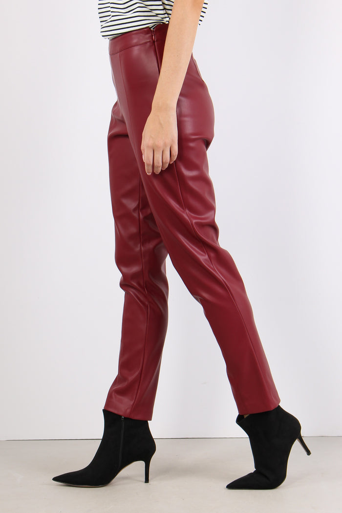 Maren Pantalone Ecopelle Bordeaux-3
