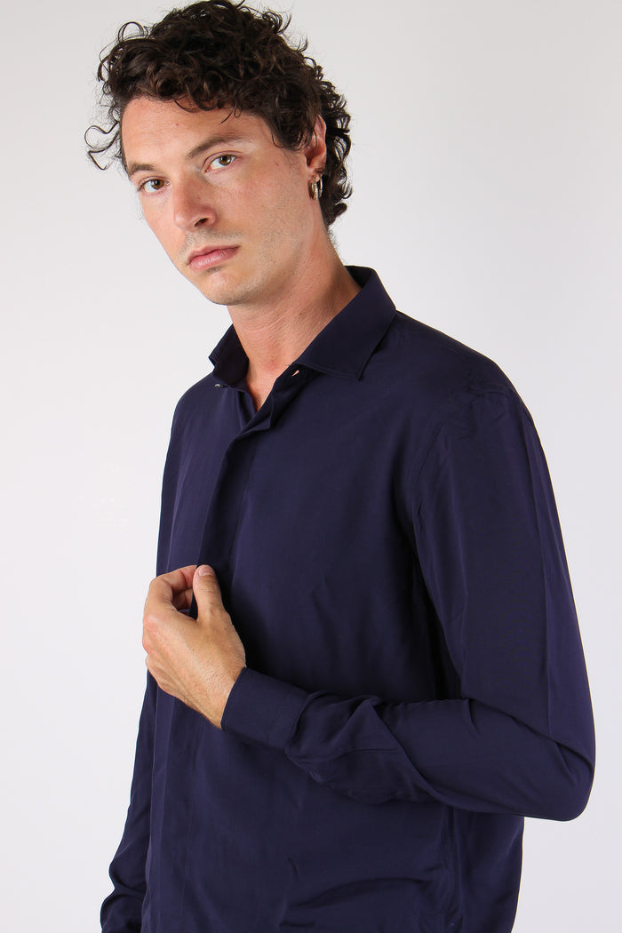 Camicia Tessuto Tecnico Blu Navy-7