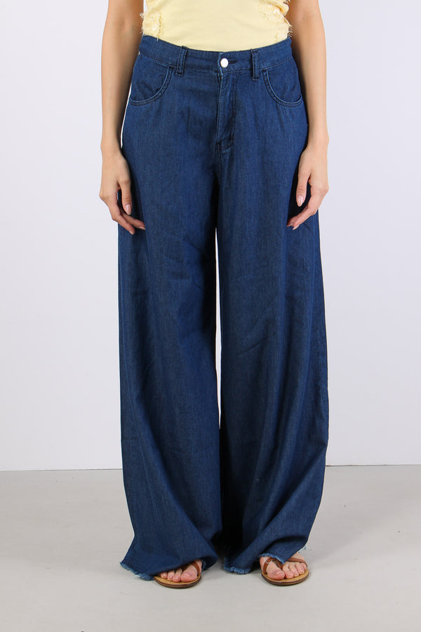 Pantalone Palazzo Chambray Denim-2