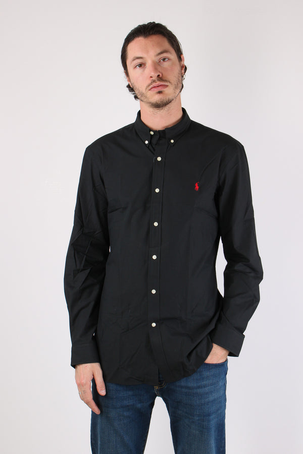 Camicia Slim Botton Down Polo Black