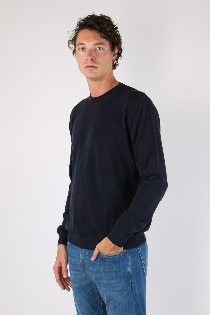 Maglia Girocollo Crepe Blu-3