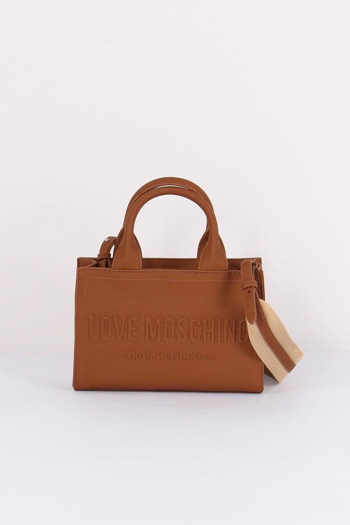 Mini Shopping Rigida Lettering Cuoio