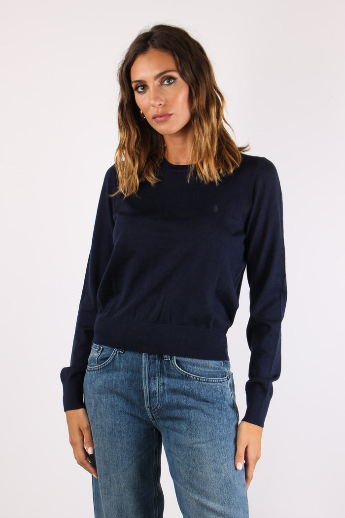 Maglia Girocollo Lana Merinos Hunter Navy-3