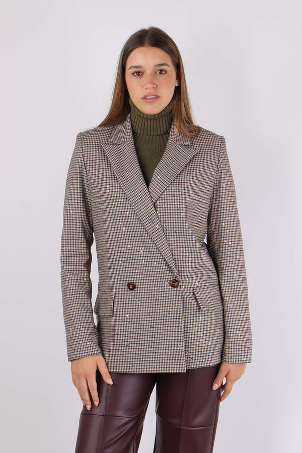 Giacca Pied De Poule Paillette Moro/bordeaux-2